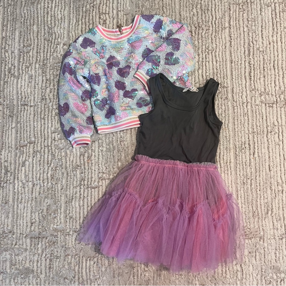 Hannah Banana Sequin Top and Tulle Dress Set